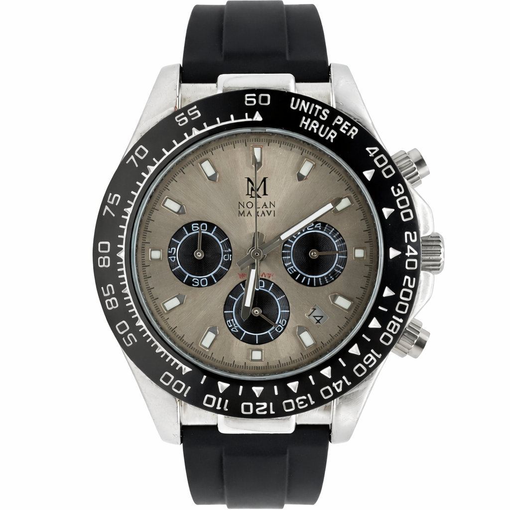 Nolan Maravi Chronographe 40 mm bracelet silicone gris